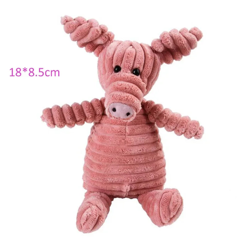 Plush Dog Toy Animals Shape Bite Resistant Squeaky Corduroy Dog Toys for Small Puppy to Large Dog Pets Training Accessories - MeLife GloBazzar