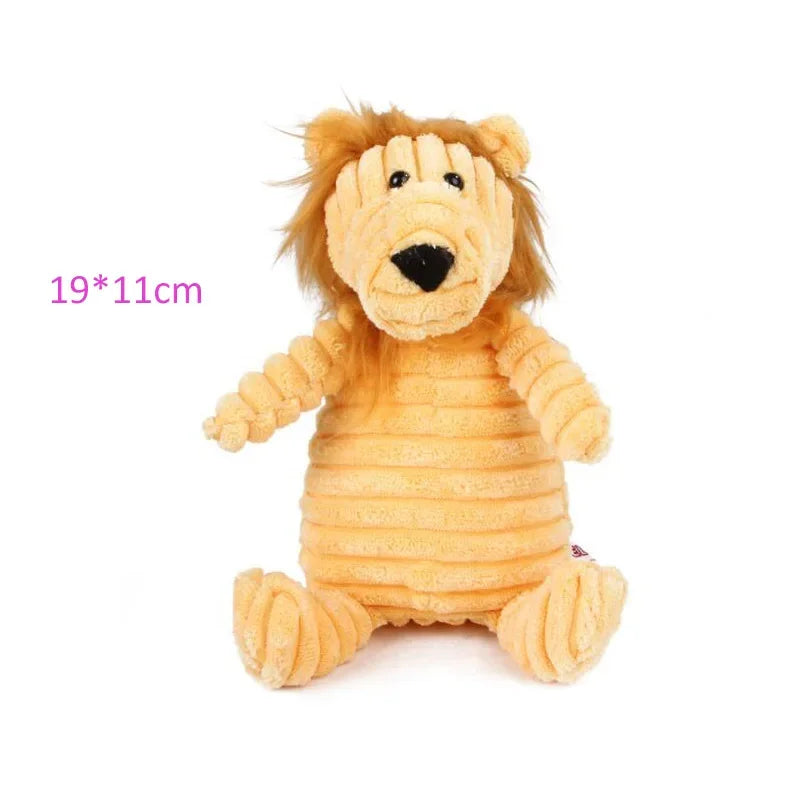 Plush Dog Toy Animals Shape Bite Resistant Squeaky Corduroy Dog Toys for Small Puppy to Large Dog Pets Training Accessories - MeLife GloBazzar