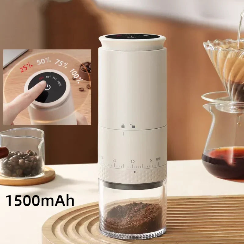 New Electric Coffee Grinder 1500mAh Conical Coffee Burr Grinder Externally Adjustable Bean Grinding Machine Kaffe Bohnen Grinder