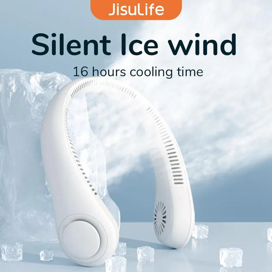 JISULIFE Portable Neck Fan, 4000 mAh Battery Rechargeable,5 Speeds Adjustable,Twistable Hands-Free Bladeless Neckband for Sports - MeLife GloBazzar