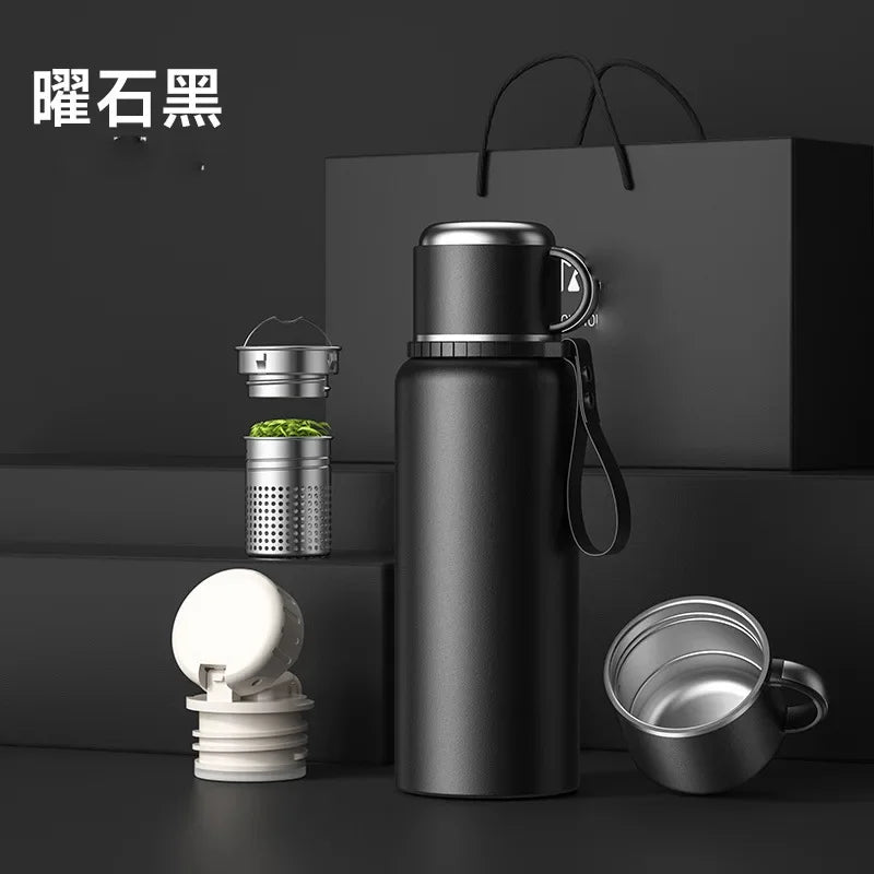 Portable Large Capacity Stainless Steel Vacuum Thermos for Hot Coffee/Tea/Drink Thermal Water Bottle with Insulated Cup