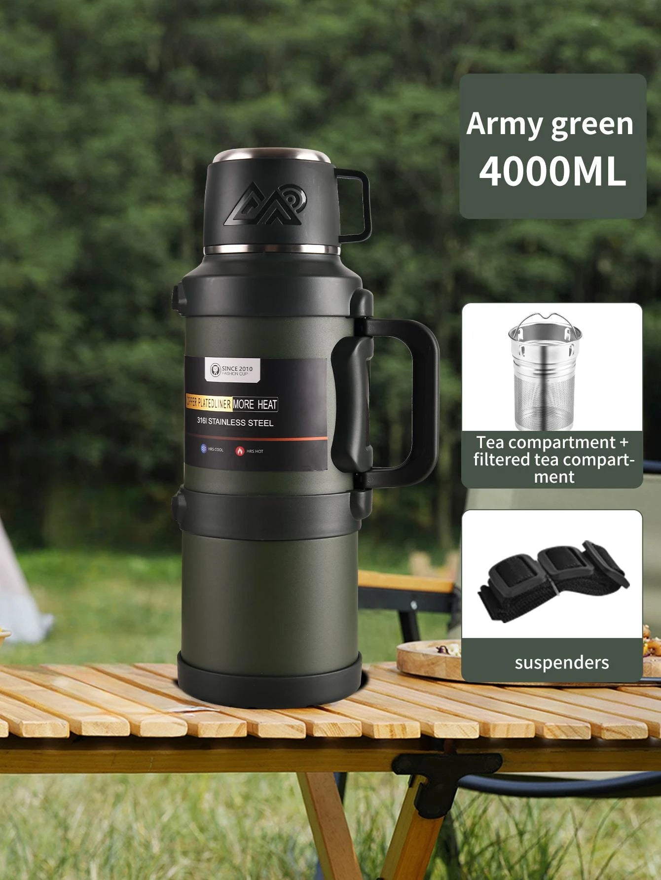 1 PC Large thermos -1.7L/2.0L/2.5L stainless steel thermos, suitable for travel, camping -2.5 liters super large vacuum insulati