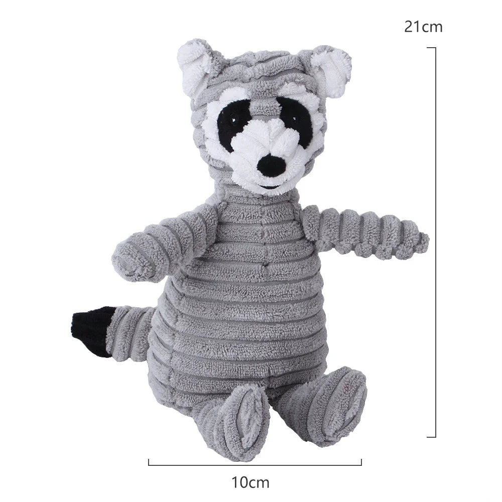 Plush Dog Toy Animals Shape Bite Resistant Squeaky Corduroy Dog Toys for Small Puppy to Large Dog Pets Training Accessories - MeLife GloBazzar